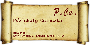 Páskuly Csinszka névjegykártya